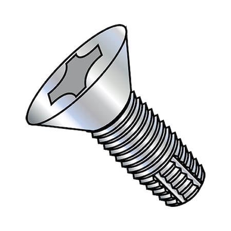 Thread Cutting Screw, 1/4-20 X 5 In, Zinc Plated Steel Flat Head Phillips Drive, 500 PK