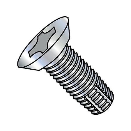 Thread Cutting Screw, 1/4-20 X 4 In, Zinc Plated Steel Flat Head Phillips Drive, 500 PK