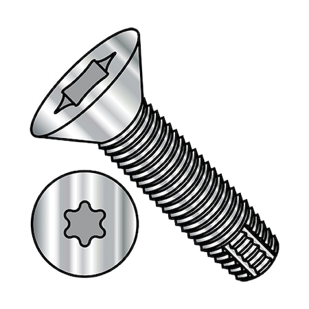 Thread Cutting Screw, 1/4-20 X 1-3/4 In, Plain Steel Flat Head Torx Drive, 1000 PK