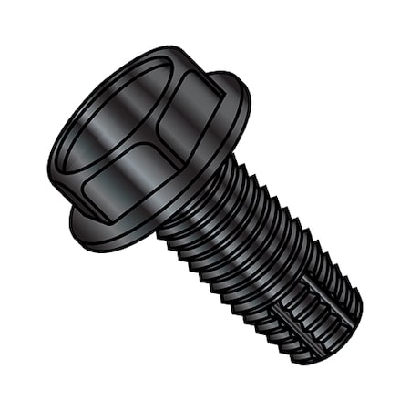 Thread Cutting Screw, 5/16-18 X 1-1/4 In, Black Oxide Steel Hex Head Hex Drive, 1000 PK