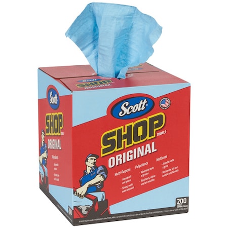 Scott® Shop Towels Pop-Up® Box, 10 X 12, Blue, 200/Box, 8 Boxes/Case