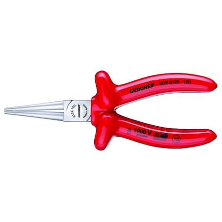 Insulated Round Nose Pliers, 6-1/4, Handle Type: VDE Dipped Insulation