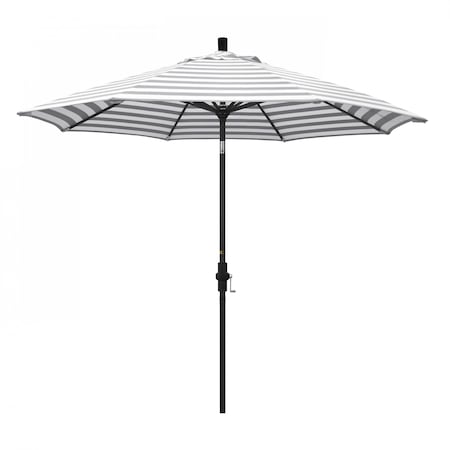 Patio Umbrella, Octagon, 102.38 H, Olefin Fabric, Gray White Cabana Stripe