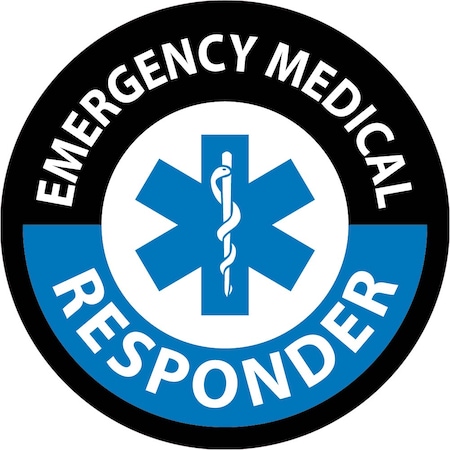 Emergency Medical Responder Hard Hat Label, Pk25, Material: Pressure Sensitive Vinyl .002