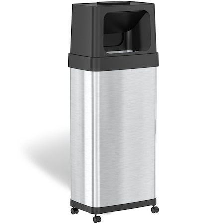 24 Gal Rectangular Trash Can, Silver, Stainless Steel