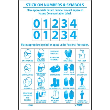 Personal Protection Numbers/Symbols Right-To-Know Label, Pk10