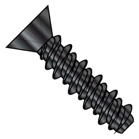 Sheet Metal Screw, #8-18 X 3/4 In, Black Zinc Plated Steel Flat Head Phillips Drive, 10000 PK