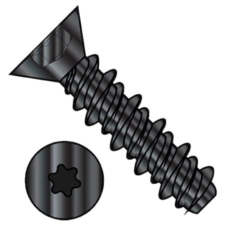 Self-Drilling Screw, #8-18 X 1/2 In, Black Zinc Plated Steel Flat Head Torx Drive, 10000 PK