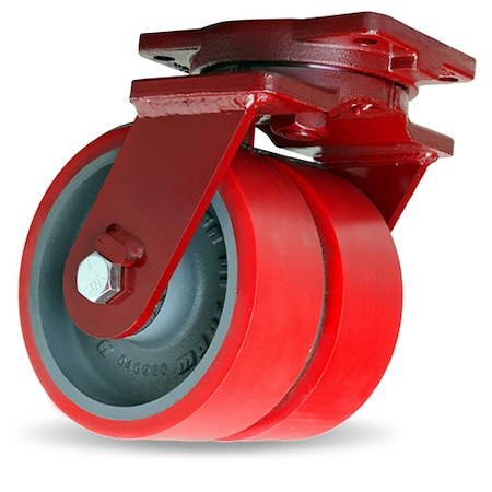 Extra Heavy Duty Dual-Wheel Swivel Caster,12 X 3 Ultralast Premium Polyurethane Cast Iron Wheels