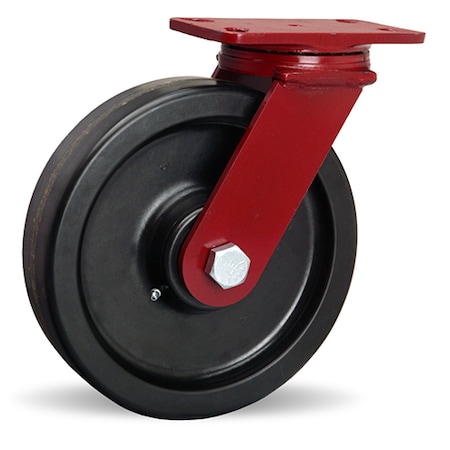 ForgeMaster Swivel Caster, 10 X 2 1/2 Plastex Phenolic Wheel, 1 Straight Roller Bearing