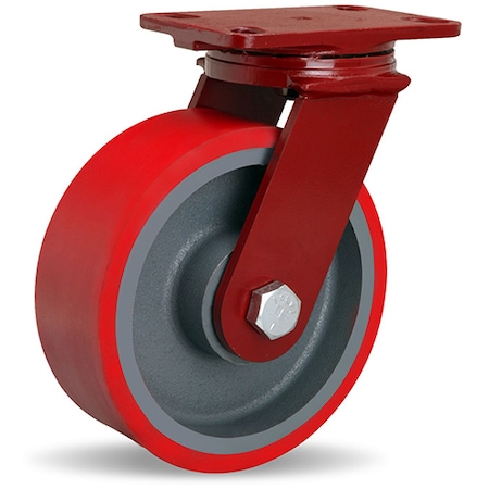 ForgeMaster Swivel Caster, 8 X 3 Ultralast Premium Polyurethane (95A) On Cast Iron Wheel