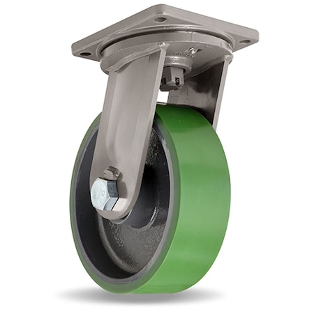 Maxi-Duty Swivel Caster, 16 X 4 Duralast Polyurethane (95A) On Cast Iron Wheels