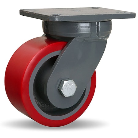 Super Endurance Swivel Caster, 6 X 3 Ultralast Premium Polyurethane (95A) On Cast Iron Wheel