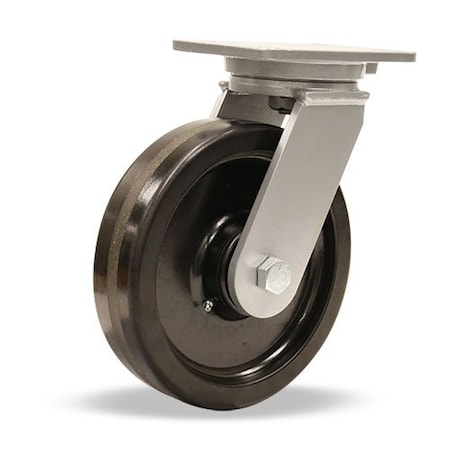 Champion Swivel Caster, 10 X 2-1/2 Phenolic Wheel, 1 Straight Roller Bearing, Foot Brake