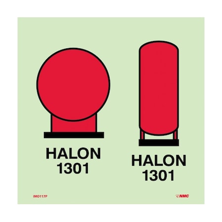 Symbol Halon Bottles In Protected Ar.. Imo Label, IMO117P