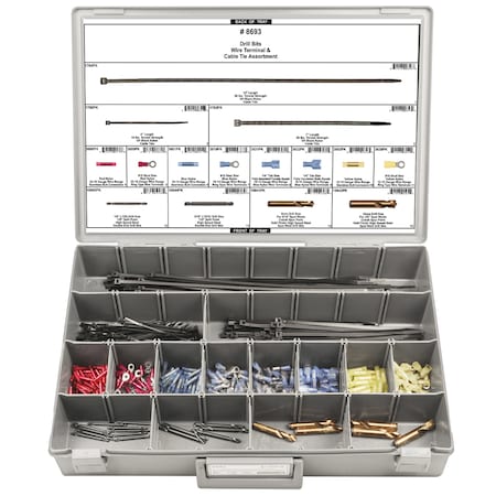 Drill Bits/Wire Term Assortment,491 Pcs.