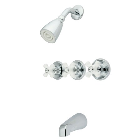 Tub And Shower Faucet, Polished Chrome, Wall Mount