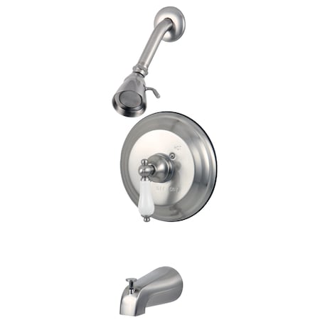 Tub And Shower Faucet, Brushed Nickel, Wall Mount