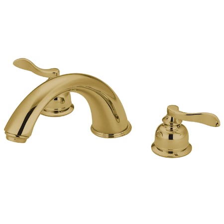 Roman Tub Faucet, Polished Brass, Deck Mount