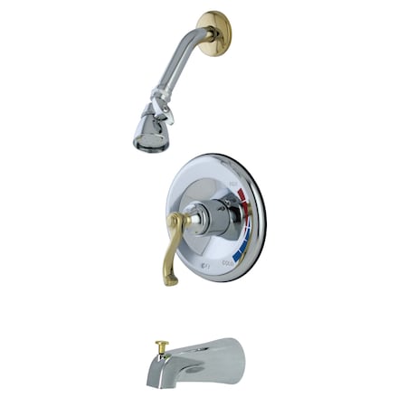 Tub And Shower Faucet, Polished Chrome/Polished Brass, Wall Mount