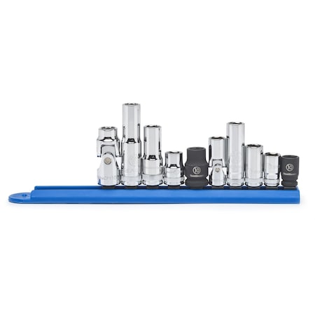 1/4 To 3/8 Drive Socket Set, Metric, 10 Pcs