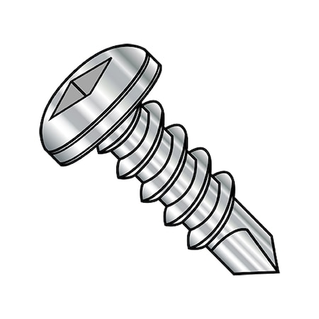 Self-Drilling Screw, #8-18 X 1/2 In, 18-8 Stainless Steel Pan Head Square Drive, 5000 PK