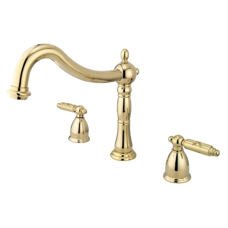 Roman Tub Faucet, Polished Brass, Deck Mount