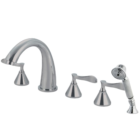 Roman Tub Faucet, Polished Chrome, Deck Mount