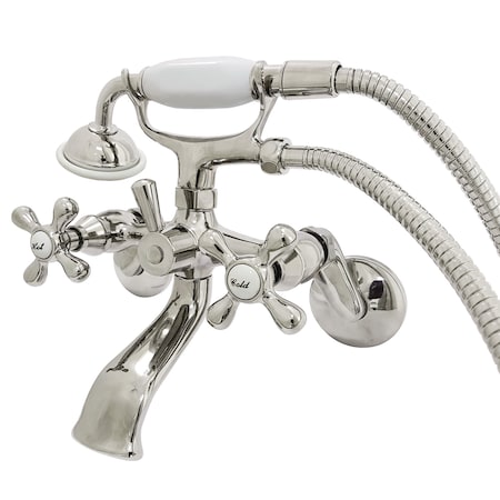 Wall-Mount Clawfoot Tub Faucet, Polished Nickel, Wall Mount