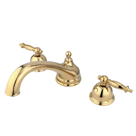 Roman Tub Faucet, Polished Brass, Deck Mount