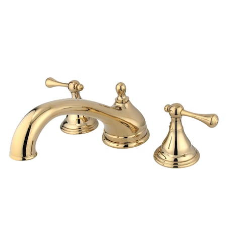 Roman Tub Faucet, Polished Brass, Deck Mount