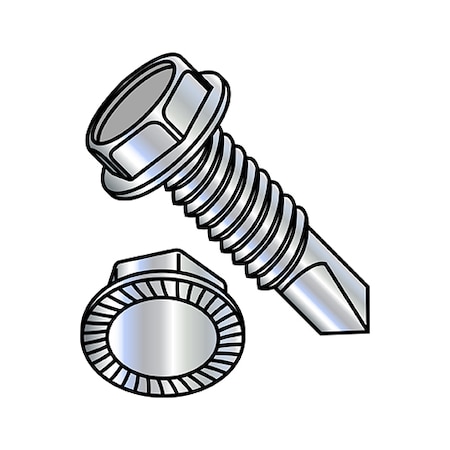 Self-Drilling Screw, 1/4-20 X 7/8 In, Zinc Plated Steel Hex Head Hex Drive, 2000 PK