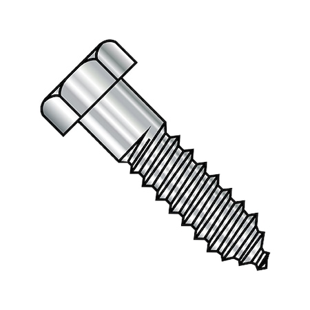 Lag Screw, 1/4 In, 2 In, 18-8 Stainless Steel, Hex Hex Drive, 100 PK