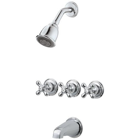 5 Hole Tub And Shw,01 Series Chrom,Three Handle, Polished Chrome