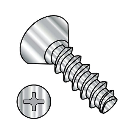 Thread Forming Screw, #6-19 X 1/4 In, Wax 18-8 Stainless Steel Flat Head Phillips Drive, 5000 PK