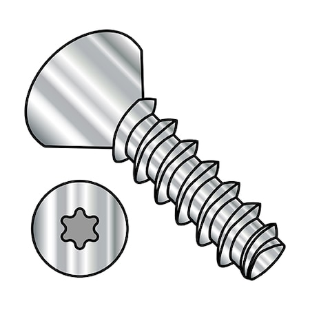 Thread Forming Screw, #4-20 X 3/8 In, Wax Stainless Steel Flat Head Torx Drive, 5000 PK