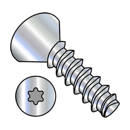 Thread Forming Screw, 1/4-10 X 3/4 In, Wax Steel Flat Head Torx Drive, 4000 PK