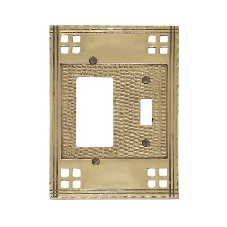 Arts And Craft Double - 1 Switch/1 GFCI, Number Of Gangs: 2 Polished Brass Finish