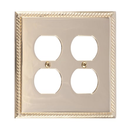 Georgian Double Outlet, Number Of Gangs: 2 Polished Brass Finish