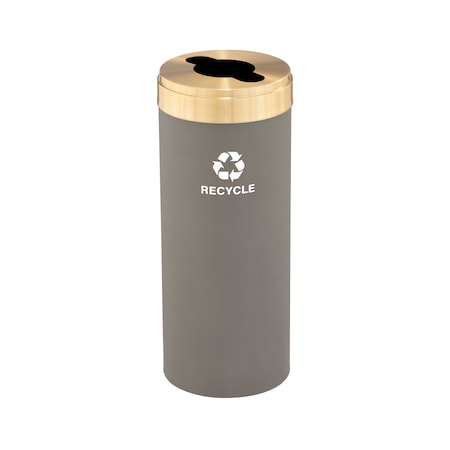 12 Gal Round Recycling Bin, Nickel/Satin Brass