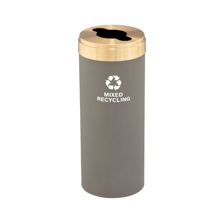 15 Gal Round Recycling Bin, Nickel/Satin Brass