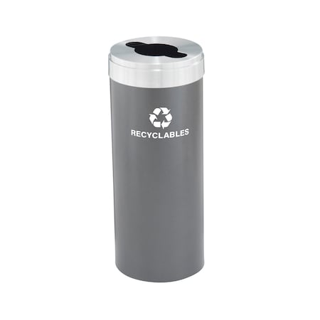 15 Gal Round Recycling Bin, Silver Vein/Satin Aluminum