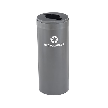 15 Gal Round Recycling Bin, Silver Vein