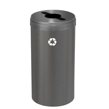 16 Gal Round Recycling Bin, Silver Vein