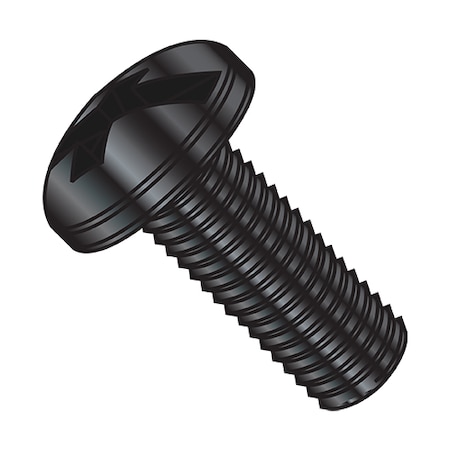 #8-32 X 5/16 In Combination Phillips/Slotted Pan Machine Screw, Black Oxide Steel, 10000 PK