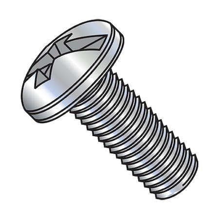 #6-32 X 1-1/2 In Combination Phillips/Slotted Pan Machine Screw, Zinc Plated Steel, 4500 PK