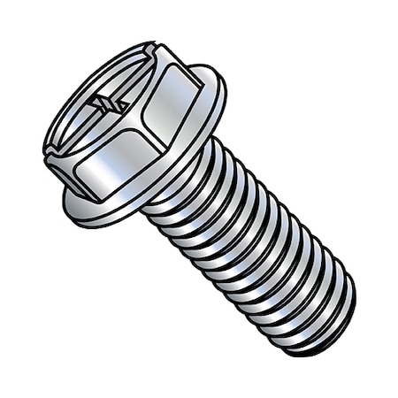 #8-32 X 1 In Combination Phillips/Slotted Hex Machine Screw, Zinc Plated Steel, 4000 PK