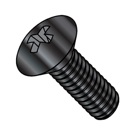 #10-32 X 1/2 In Phillips Oval Machine Screw, Zinc Black Steel, 8000 PK