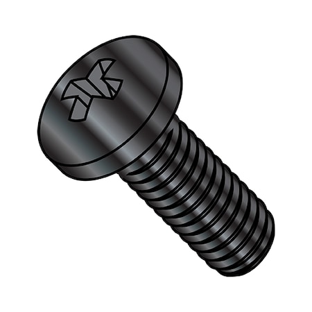 #10-32 X 3/4 In Phillips Pan Machine Screw, Zinc Black Steel, 5000 PK