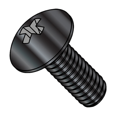 1/4-20 X 4 In Phillips Truss Machine Screw, Zinc Black Steel, 400 PK